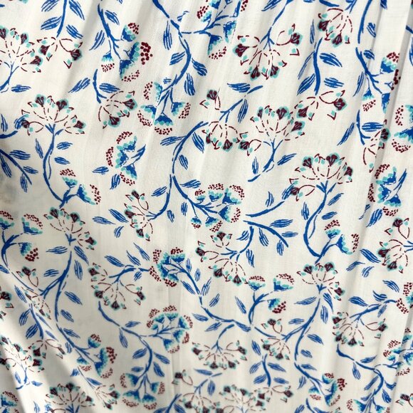 NWT Poupette St Barth Soledad Off Shoulder Smocked Midi Dress Blue Floral - Picture 6 of 11